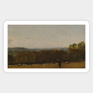 A Shepherd in a Landscape looking across Dedham Vale towards Langham by John Constable Sticker